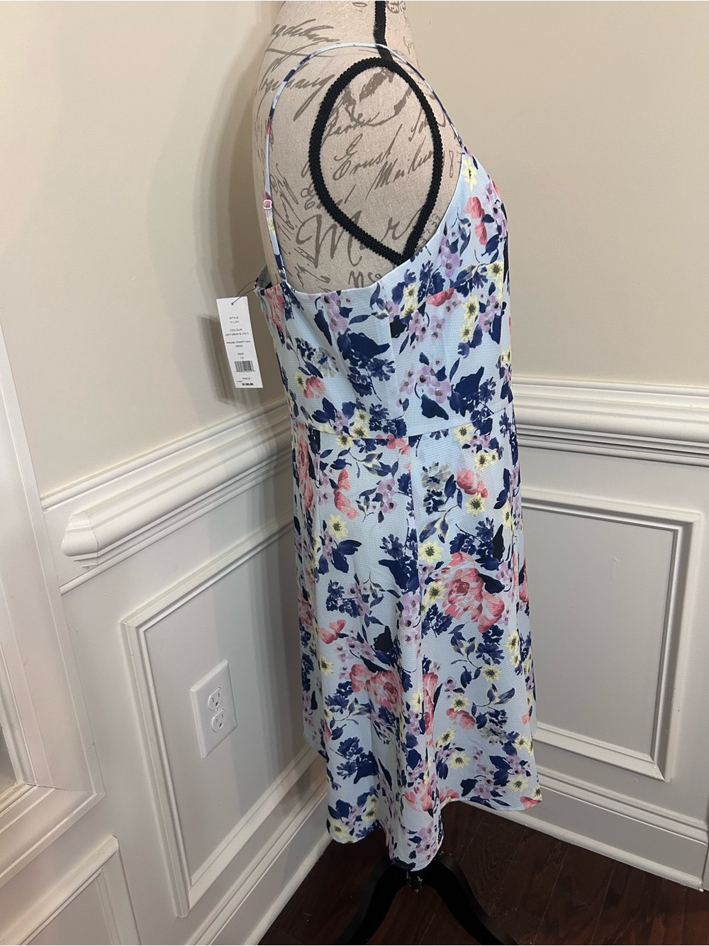 French Connection Light Blue Floral Spaghetti-Strap Sundress - Picture 3 of 8